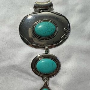 Turquoise and Silver Pendant Necklace